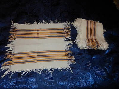 11 SERVIETTES A THE FRANGES ANCIENNES EN LIN ET SOIE 23 X 23  - Photo 1/4