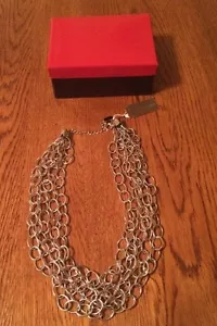 Natasha Silver Color Hoops 5 Strand Necklace  *Lead Free* NWT!!! - Picture 1 of 3