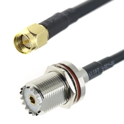 SMA male To UHF female SO239 Nut connector lot RF Coaxial jumper Coax Cable RG58 - Image 1 of 2