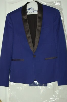 men's tuxedo medium blue 38 black single breasted slim fit pants 32 x 32 - Image 1 of 4