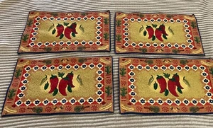 4 Chili Pepper Mexican Tapestry Placemats 18x10.5 Cactus Sombrero Cinco de Mayo  - Picture 1 of 9