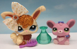 LITTLEST PET SHOP #2480 2481 GLITTER ANGORA BUNNY & PURPLE RAT HTF COMPLETE SET - Picture 1 of 8
