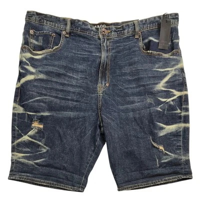 Pantalones cortos de mezclilla de ajuste estándar Akoo para hombre talla 42 azul envejecido Foto 1 de 4