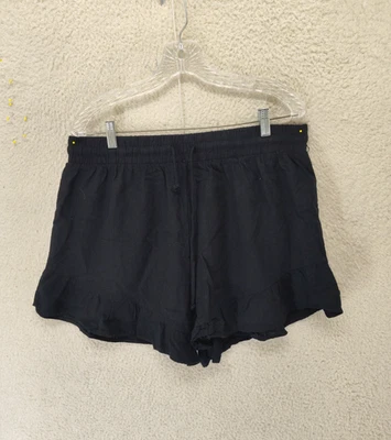 Wild Fable Women Short XXL Black Rayon Blend Drawstring Ruffle Hem Casual Fit - Image 1 of 4