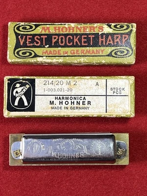 Harmonica M. Hohner’s Chaleco Arpa de Bolsillo 214/20 M2 Llave A - Pequeña Armónica De Colección Foto 1 de 4