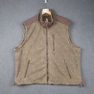 ORVIS Gilet Mens XL Green Tweed Waistcoat Vest Jacket Hunting Fleece Herringbone - Picture 1 of 11