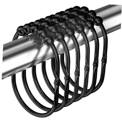 12PCS Wide Shower Curtain Hooks, Rust Proof Stainless Steel Shower Black - Image 1 of 4