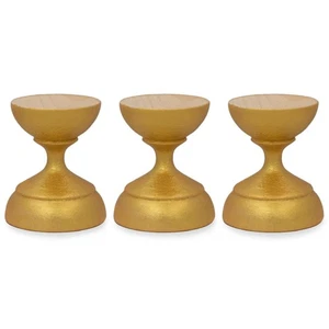 Set 3 espositori porta sfere uova ucraine in legno dorato 1,6 pollici - Foto 1 di 2