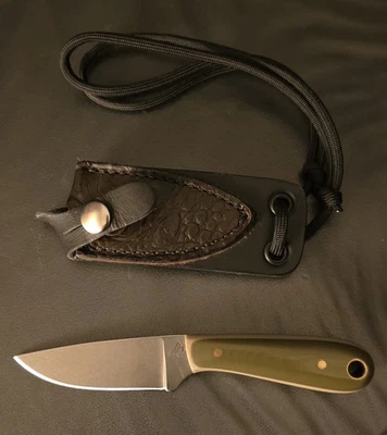 Rare Dan Coppins/ Battlehorse Neck Knife. Carbon Steel Blade, Polished Micarta - Image 1 of 4