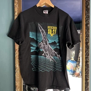 Vintage 90s Aviation T Shirt Herren Large Sukhoi SU-27 - Bild 1 von 6