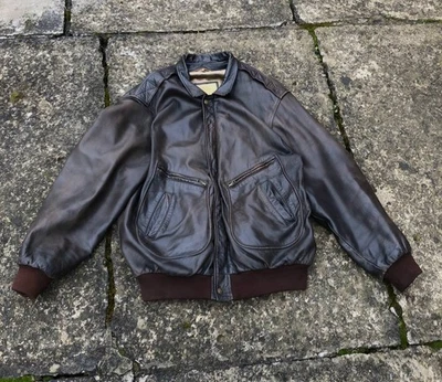 VINTAGE Chevignon World Traveler A2 Leather Bomber Jacket XXL TITI Swiss France - Image 1 of 4