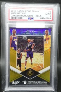 KOBE BRYANT 2019 PANINI CAREER HIGHLIGHTS GOLD #8 3/8 PSA 9 - SUPER RARO! - Foto 1 di 2