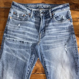 American Eagle Jeans Men *30x34 (33) Denim Move Free Slim Straight Distress - Picture 1 of 9