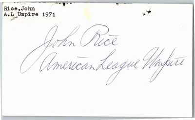 -John Rice- (d.2011) Signed/Autograph/Auto Postcard Umpire MLB - Image 1 of 2