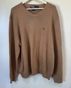 Polo Ralph Lauren Strickpullover V-Ausschnitt Pullover hellbraun/camel Herren Gr. XL - Bild 1 von 12