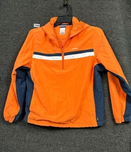 Reebok Windbreaker Jacket Pullover Mens Sz L Orange Hooded 3/4 Zip Track Sports - Picture 1 of 7