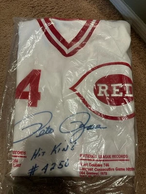 Jersey personalizado firmado por Pete Rose autógrafo certificado talla XL CON ESTADÍSTICAS  Foto 1 de 3