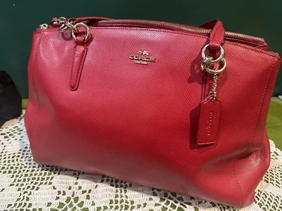 Bolsa de mão Coach Christie Carryall de couro vermelha - Imagem 1 de 4