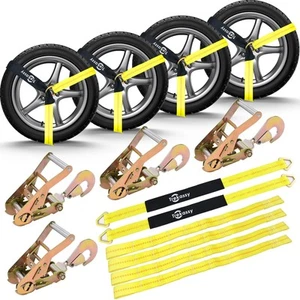 Heavy Duty Car Tie Down Straps for Trailers (4PK), 2 Inch x 10 Feet (10,000lb... - Bild 1 von 8