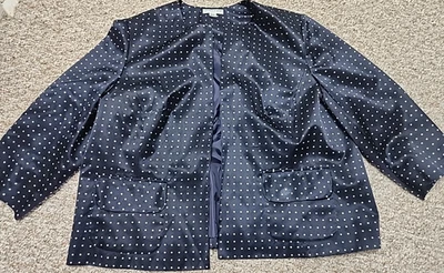 Куртка блейзер Pendleton большого размера 22 из шелковой смеси темно-синяя белая в горошек открытая  - Изображение 1 из 4