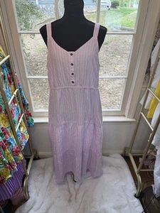 Sonoma Pink & White Linen Dress X Large - Picture 1 of 9