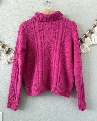 Boden Pink Alpaca Blend Turtleneck Braided Knit Sweater Cozy Comfy Basics 13-14Y - Image 1 of 4