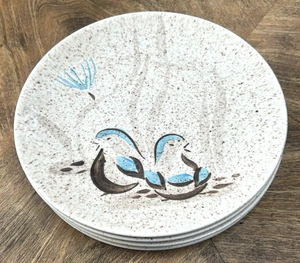 Bob Weiße Wachteln 4er Set Dessert Brot Teller 6,5" Red Wing Keramik USA Vögel - Bild 1 von 8