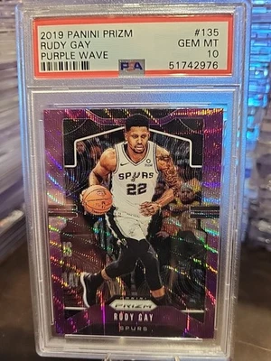 2019 Panini Prizm Rudy Gay Purple Wave #135 PSA GEM MINT 10. POP 1 - Image 1 of 4