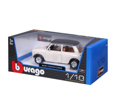 MINI COOPER 1969 Beige-Nero Modellino Auto Bburago Burago 1/18 Nuovo Sigillato - Immagine 1 di 4