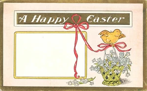 Buona Pasqua Cesto Pulcini Fiori 1908 Cartolina in rilievo - Foto 1 di 2