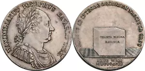 Bavaria 1818 Unc 1 Thaler Taler Silver Coin Germany German State One Year Type - Picture 1 of 10