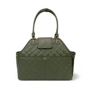 CatwalkDog Paris Quilted Pet Carrier , Olive Vegan Leather, Faux Fur Lining - Picture 1 of 4