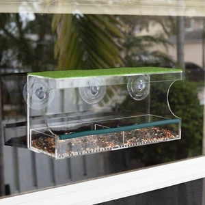 KNUTI Window Bird Feeder Weatherproof Clear Bird House with Strong Suction Cups - Picture 1 of 8