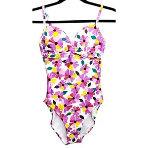 Kate Spade New York NWT Wallflower Draped One Piece Swimsuit Floral Sz Small - Picture 1 of 13