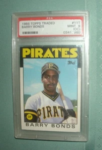 1986 TOPPS TRADED BARRY BONDS Rookie Card OC #11T PSA 9 Mint Pirates FREESHIP - Picture 1 of 4