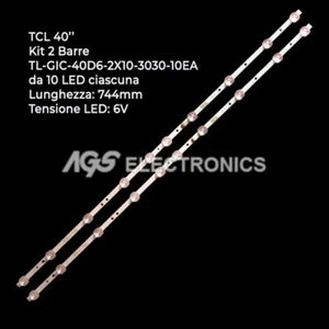 KIT 2 LED-STREIFENLEISTEN TCL 40ES560, 40S6500, 4C-LB4010-YH01J, 4C-LB4010-HR01J - Picture 1 of 1