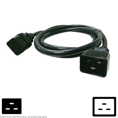 Cable AC Power Cord IEC C19 C20 PDU Extension 6FT 14AWG Well Shin WS-002F WS-003 - Image 1 of 2