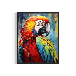 Parrot Animal Abstract Art Print Poster Wall Art Painting - Picture 1 of 7
