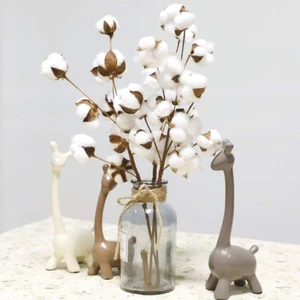2PCS 21 inch Naturally Dried Cotton Stems Farmhouse Style Artificial Flower Fill - Picture 1 of 13