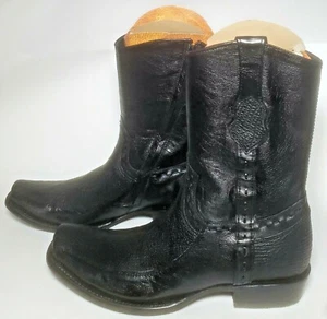 King Exotic Black Sharkskin Dubai Toe Short Boot W/ Side Zipper, Men's Size 11EE - Picture 1 of 7