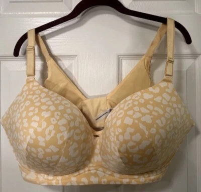 Sujetador Push Up Torrid Curve Dream Sin Alambres Talla 42DDD Amarillo Blanco Leopardo Inalámbrico Foto 1 de 4