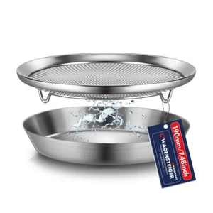 Stainless Steel Mesh Tray Set with Drip Pan Air Fryer Basket and Tray Kitchen... - Picture 1 of 7