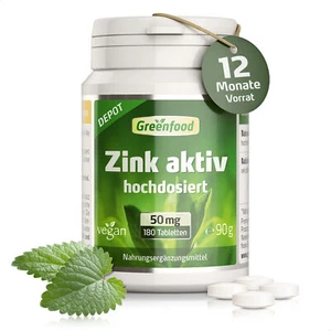 Zink aktiv, 50 mg, hochdosiert, 180 Tabletten – vegan - Bild 1 von 1