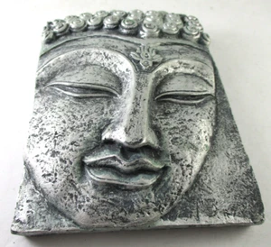 Buddha Gesicht 3 D Gips Wandbehang 5" x 3 3/4" - Bild 1 von 8