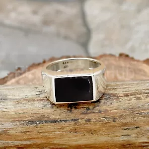 Anillo de ónix negro, anillo de plata de ley 925, anillo hecho a mano, anillo para hombre, anillo boho - Imagen 1 de 5