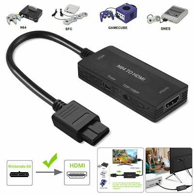 For Nintendo Gamecube Super NES SNES NGC N64 To HDMI Converter Adapter HD Cable - Image 1 of 4