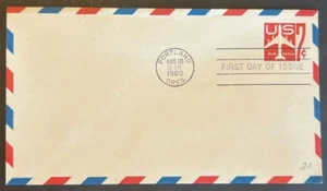 SCOTT#: UC34 1960 7¢ JET AIRLINER, RED MINT ENVELOPE FIRST DAY COVER (FDC) BX6 - Picture 1 of 1