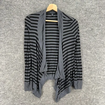 Banana Republic Cardigan Women XS Gray Striped Open Front Long Sleeve Rayon - Image 1 of 4