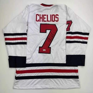 Autographed/Signed Chris Chelios Chicago White Hockey Jersey Beckett BAS COA - Picture 1 of 3
