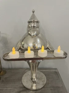 Vtg Pottery Barn 16" Chrome Santa Claus Candle Holder Art Deco Figurine Statue - Picture 1 of 8